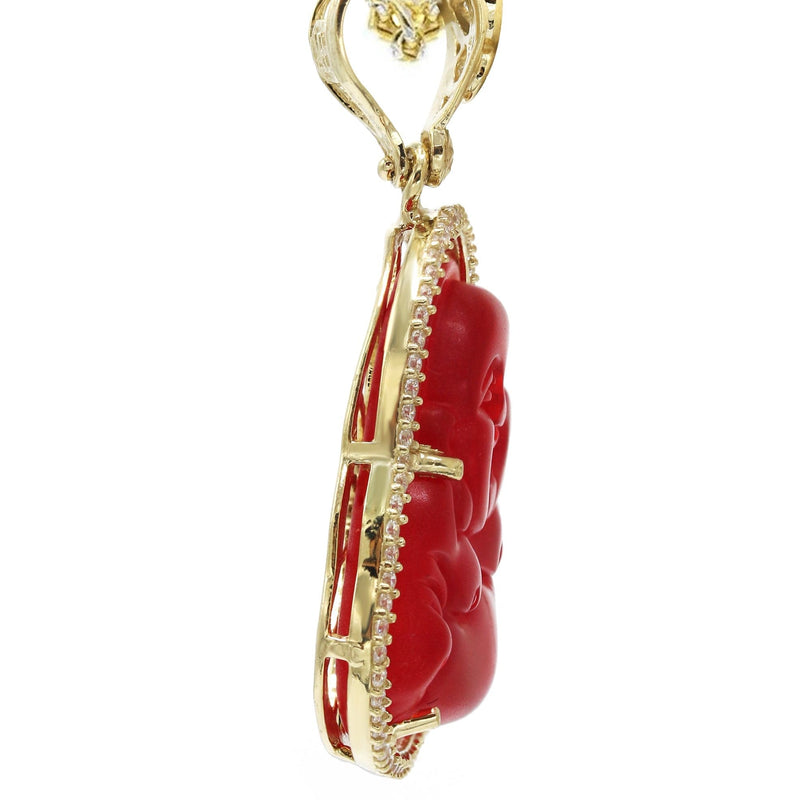10K Yellow Gold Red Buddha Necklace | Appx. 22.5 Grams