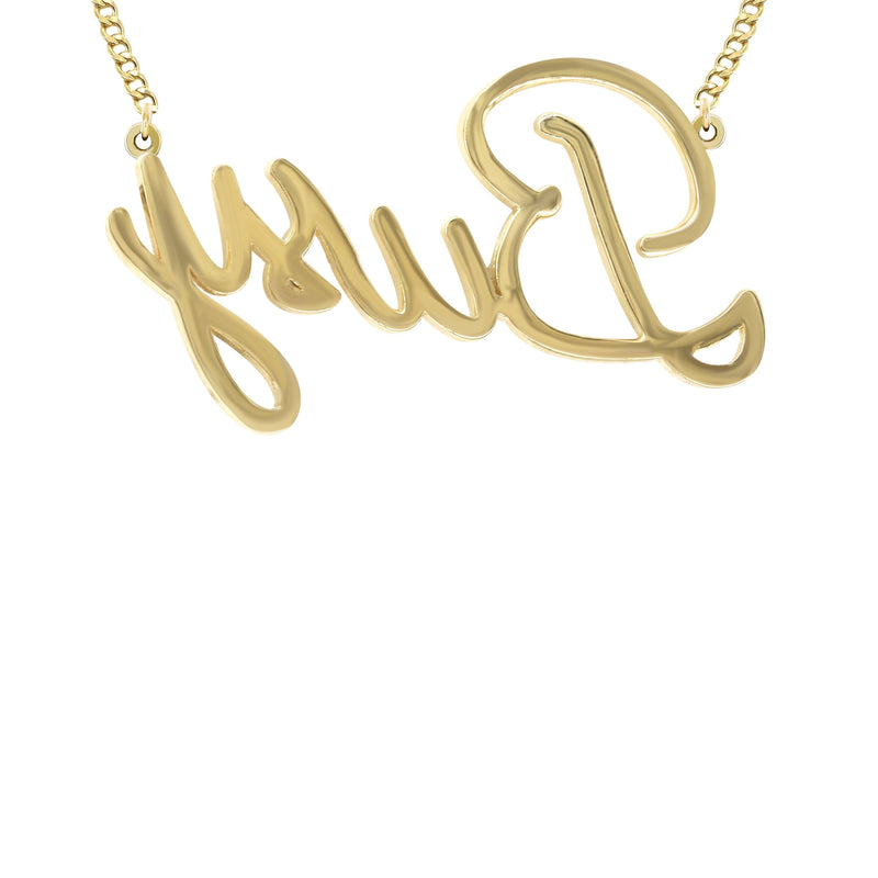 14K Gold  Full Diamond Script Name Plate Necklace | Style #62