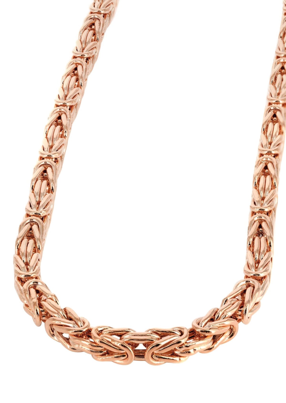 Womens 14K Rose Gold Chain - Semi Solid  Byzantine Chain