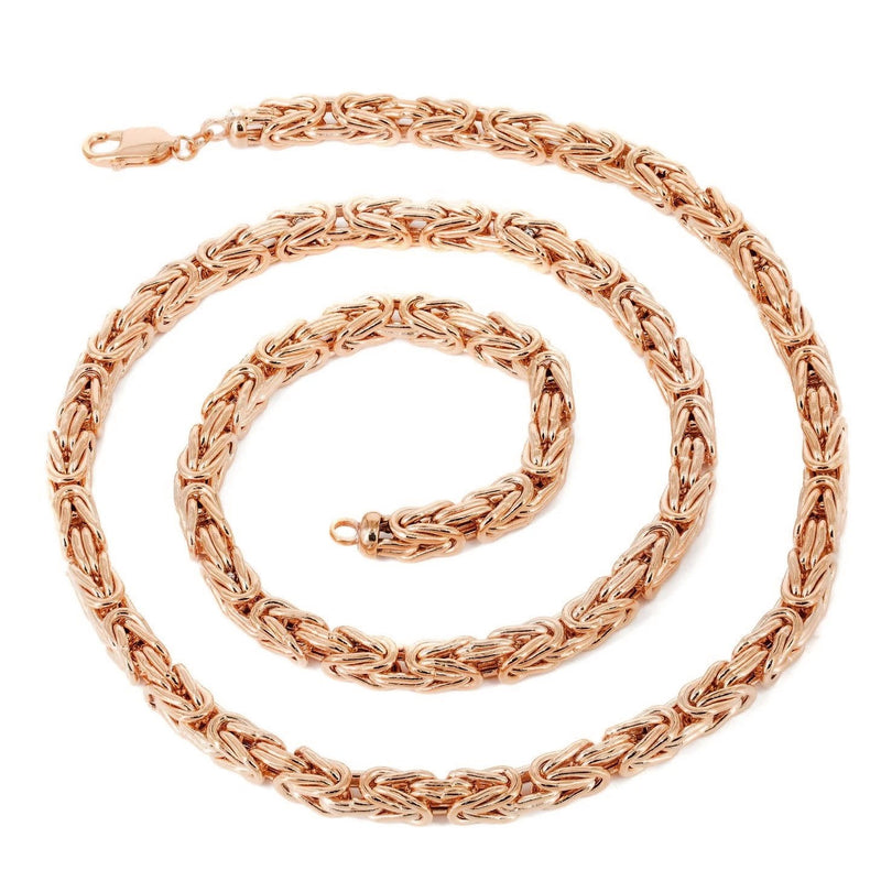Womens 14K Rose Gold Chain - Semi Solid  Byzantine Chain