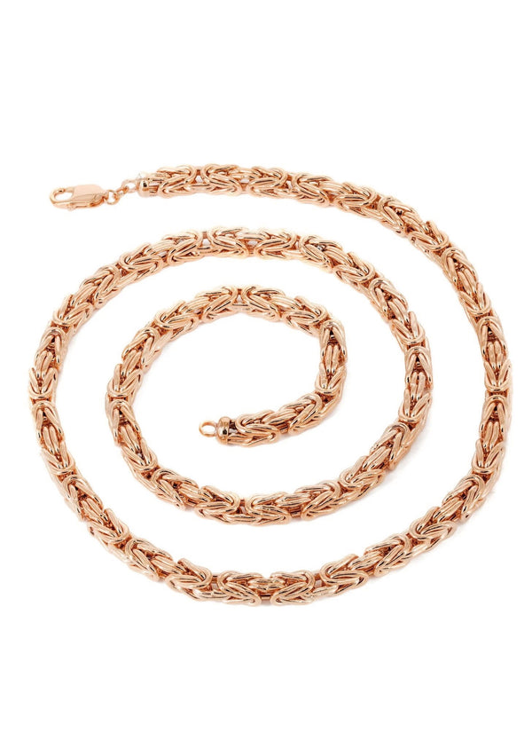 Womens 14K Rose Gold Chain - Semi Solid  Byzantine Chain
