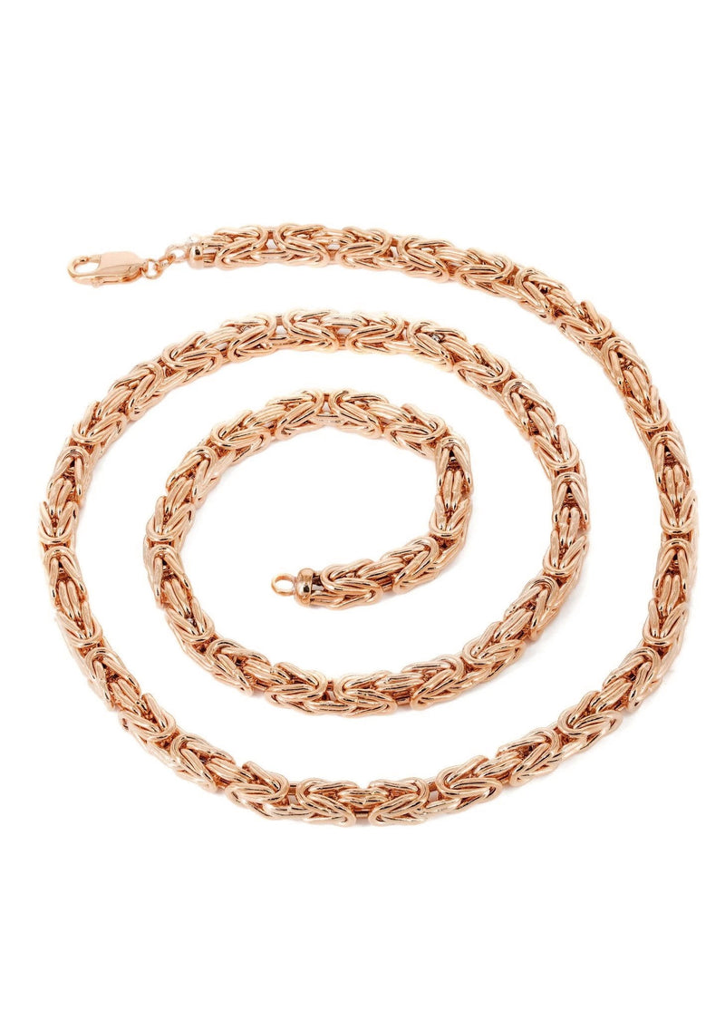 Womens 14K Rose Gold Chain - Semi Solid  Byzantine Chain