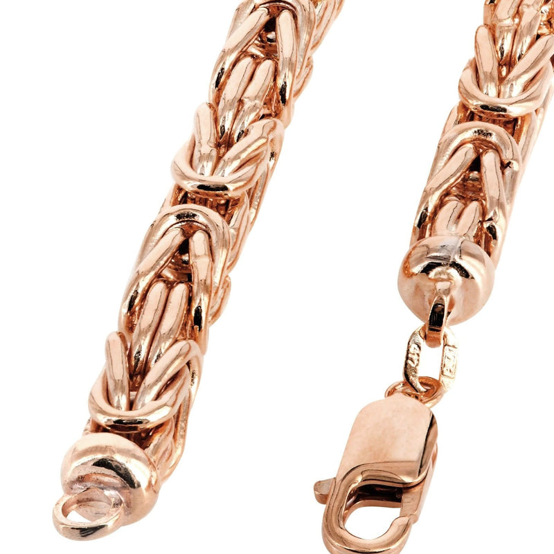 Womens 14K Rose Gold Chain - Semi Solid  Byzantine Chain