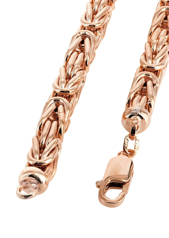 Womens 14K Rose Gold Chain - Semi Solid  Byzantine Chain