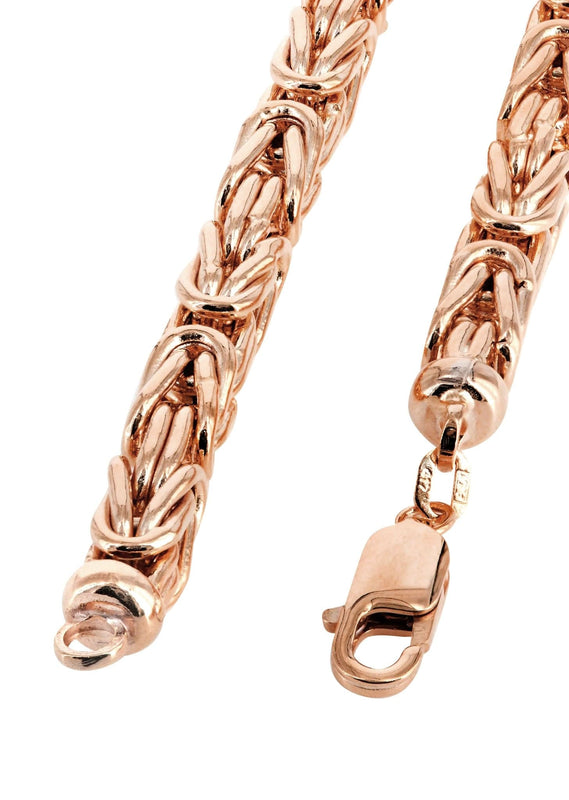 Semi Solid  Byzantine Chain - 14K Rose Gold Chain