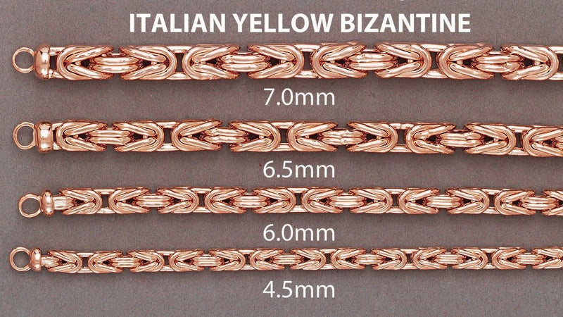Womens 14K Rose Gold Chain - Semi Solid  Byzantine Chain