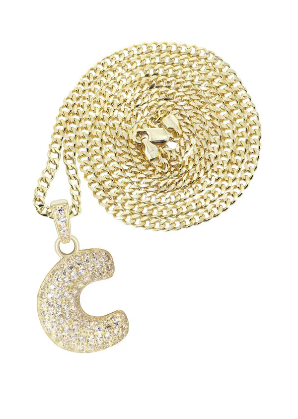 10K Yellow Gold Bubble Letter 