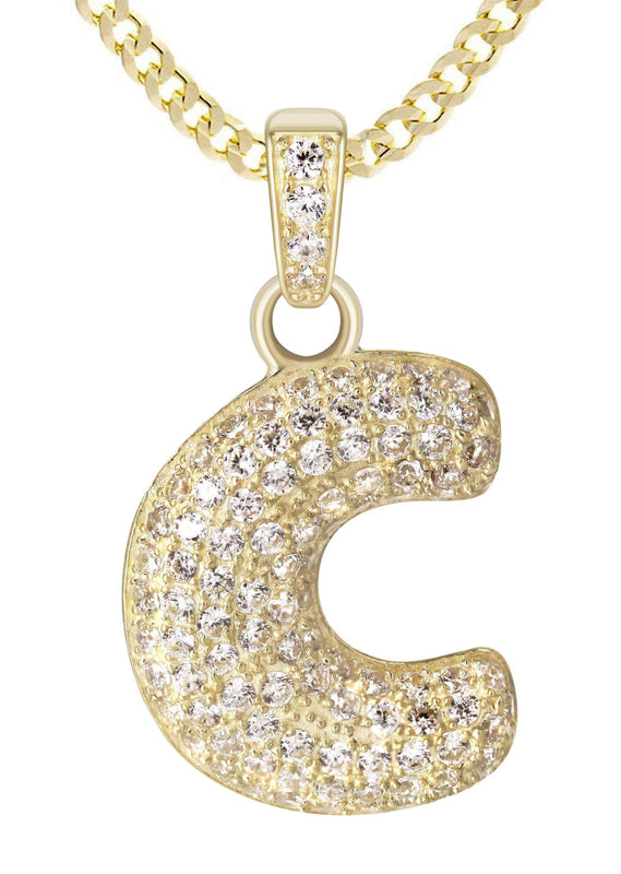 10K Yellow Gold Bubble Letter 