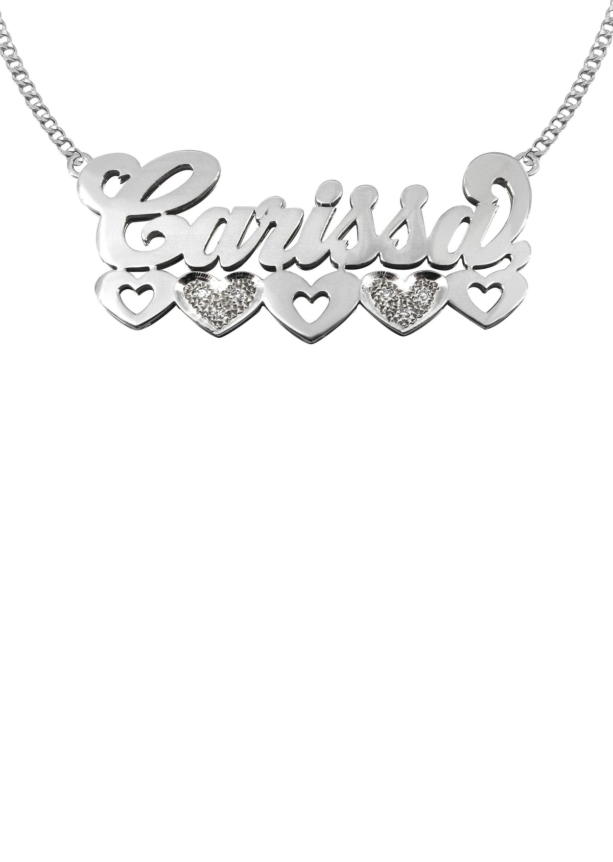 14K White Gold with Diamonds Name Plate Necklace | Style #118