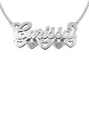 14K White Gold with Diamonds Name Plate Necklace | Style #118