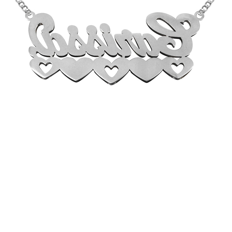 14K White Gold with Diamonds Name Plate Necklace | Style #118