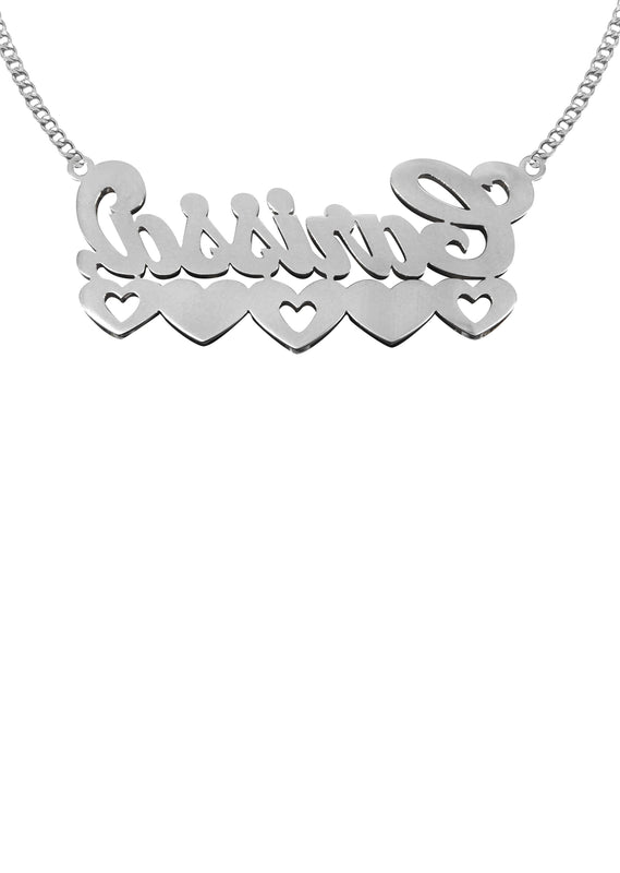 14K White Gold with Diamonds Name Plate Necklace | Style #118