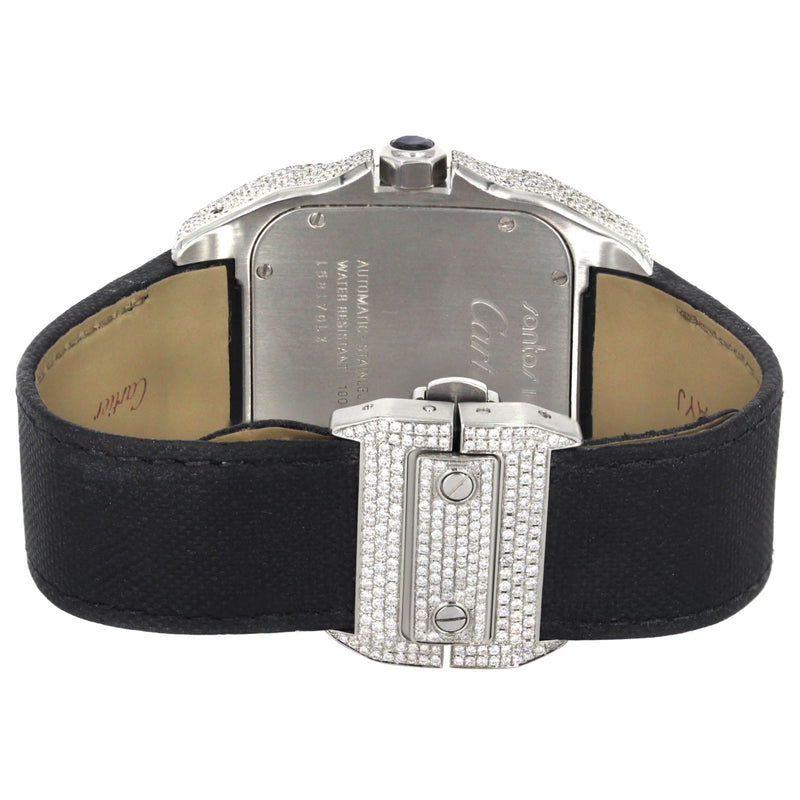 Diamond Cartier Santos 100 | Diamond Roman Dial | Diamond Case | Stainless Steel