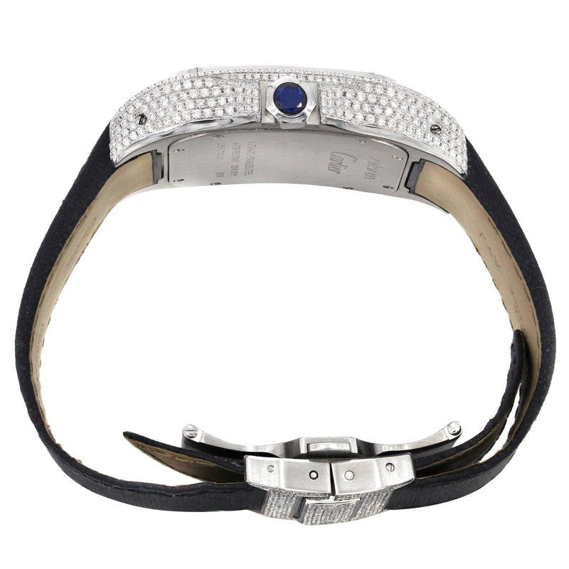 Diamond Cartier Santos 100 | Diamond Roman Dial | Diamond Case | Stainless Steel