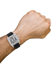 Diamond Cartier Santos 100 | Diamond Roman Dial | Diamond Case | Stainless Steel