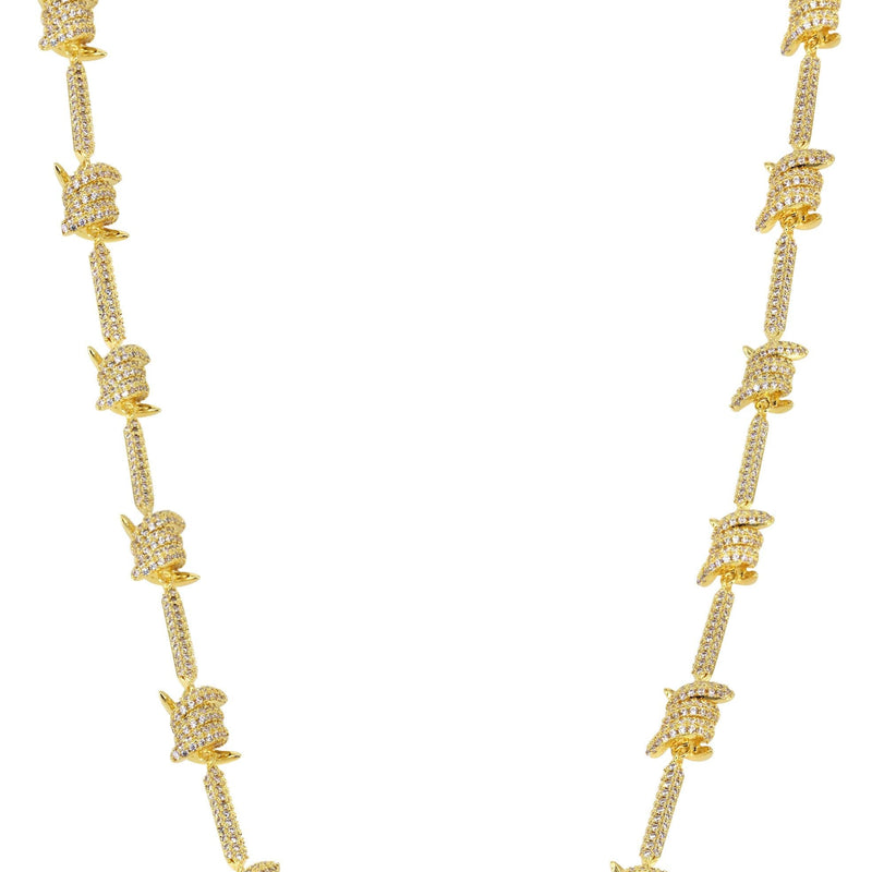 Gold Plated Iced Out Barbed Wire Chain