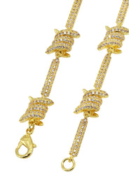 Gold Plated Iced Out Barbed Wire Chain