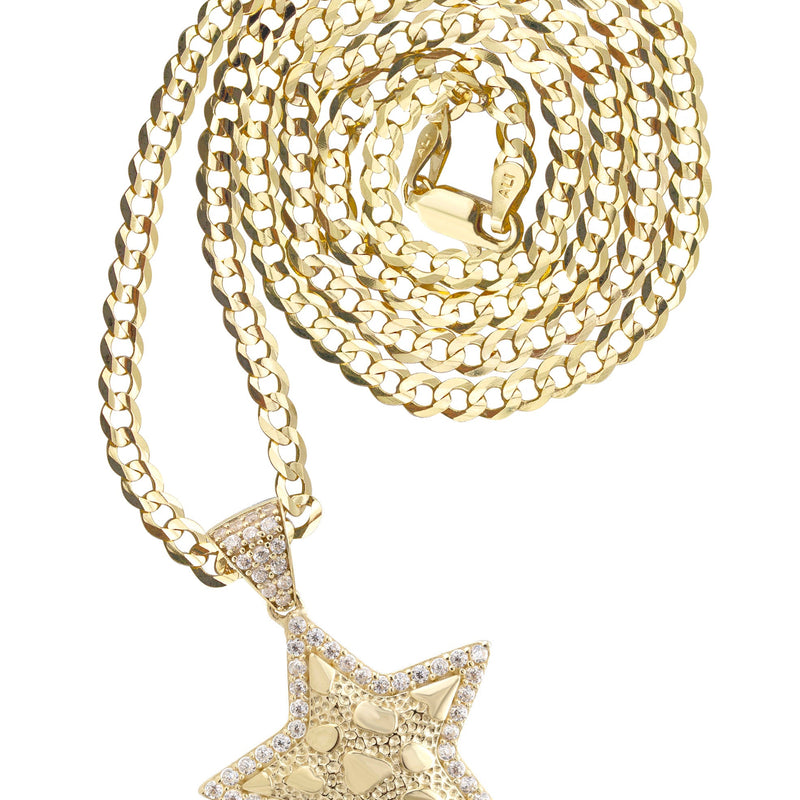 10K Yellow Gold Star Nugget Necklace | Appx. 2 - 9.2 Grams