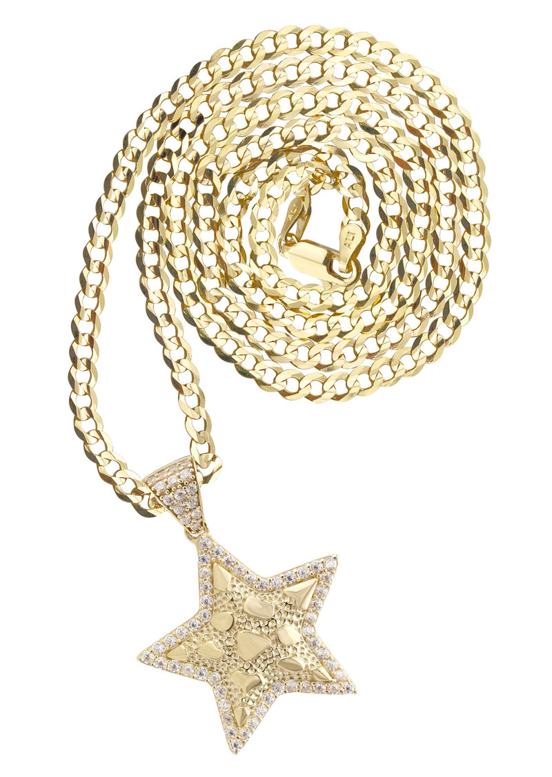 10K Yellow Gold Star Nugget Necklace | Appx. 2 - 9.2 Grams