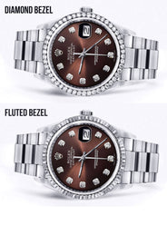 Diamond Mens  Rolex Datejust Watch 16200| 36MM | Chocolate Diamond Dial | Oyster Band