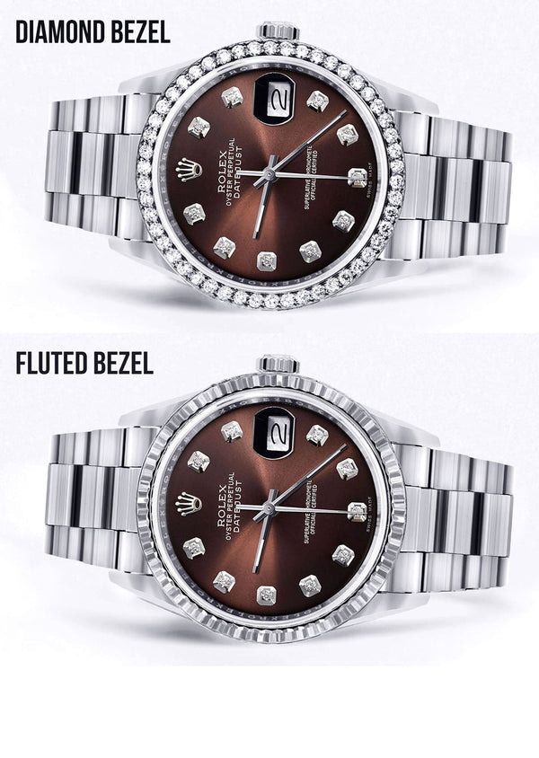 Diamond Mens  Rolex Datejust Watch 16200| 36MM | Chocolate Diamond Dial | Oyster Band