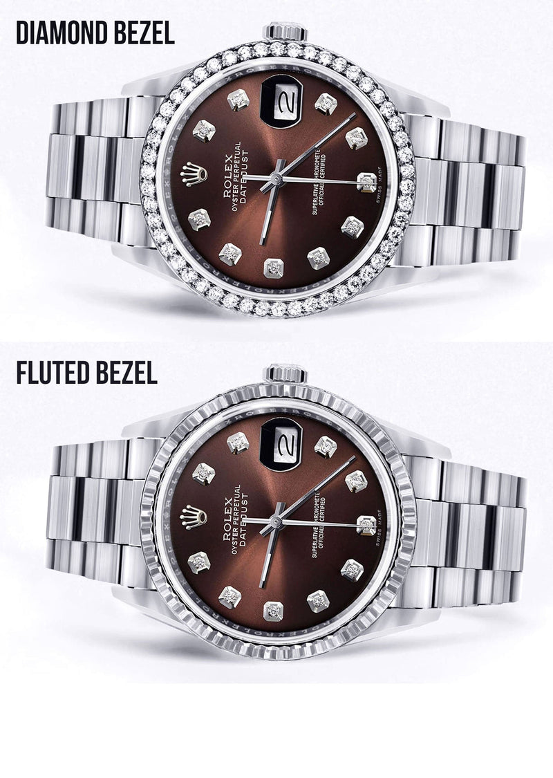 Diamond Mens  Rolex Datejust Watch 16200| 36MM | Chocolate Diamond Dial | Oyster Band
