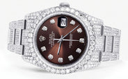 Iced Out Rolex Datejust 36 MM | Stainless Steel | 16.5 Carats of Diamonds | Chocolate Diamond Dial | Oyster Band | Model 116200