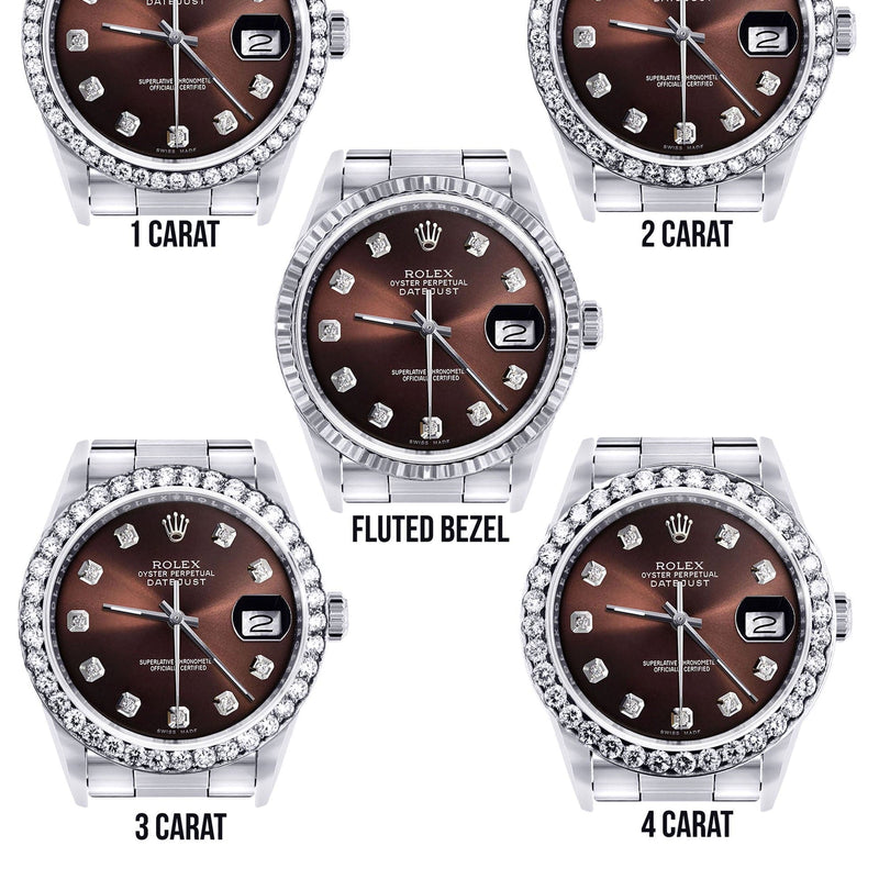 Diamond Mens  Rolex Datejust Watch 16200| 36MM | Chocolate Diamond Dial | Oyster Band