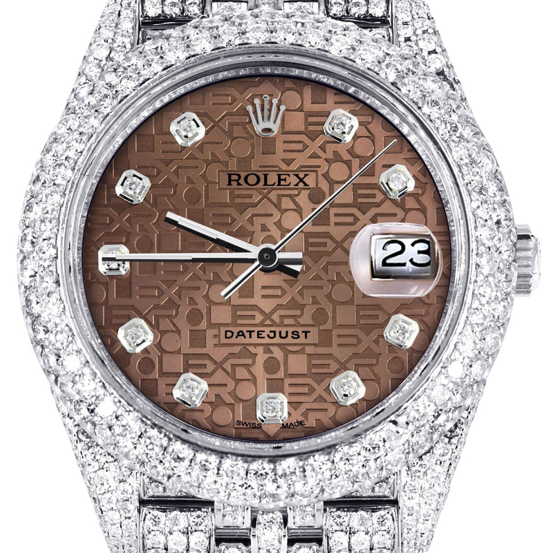 Womens Diamond Iced Out Rolex Datejust 41 | 25 Carats Of Diamonds | Custom Chocolate Jubilee Diamond Dial | Two Row | Jubilee Band