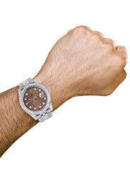 Diamond Iced Out Rolex Datejust 41 | 25 Carats Of Diamonds | Custom Chocolate Jubilee Diamond Dial | Two Row | Jubilee Band