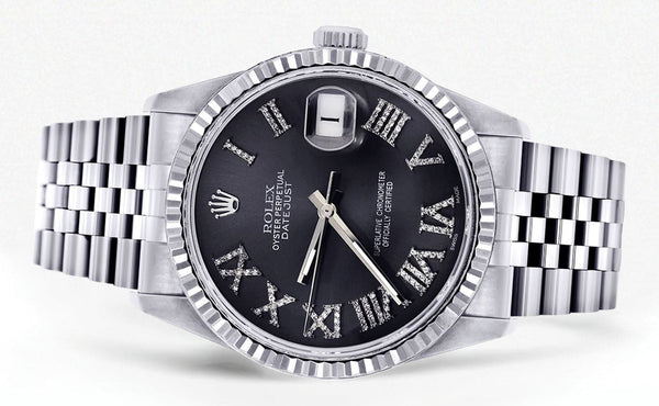 Mens Rolex Datejust Watch 16200 | Fluted Bezel | 36Mm | Chrome Roman Numeral Dial | Jubilee Band