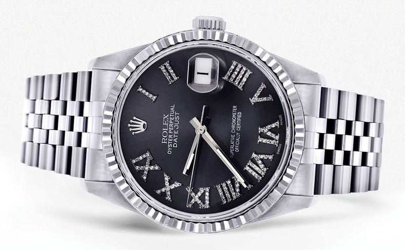 Mens Rolex Datejust Watch 16200 | Fluted Bezel | 36Mm | Chrome Roman Numeral Dial | Jubilee Band