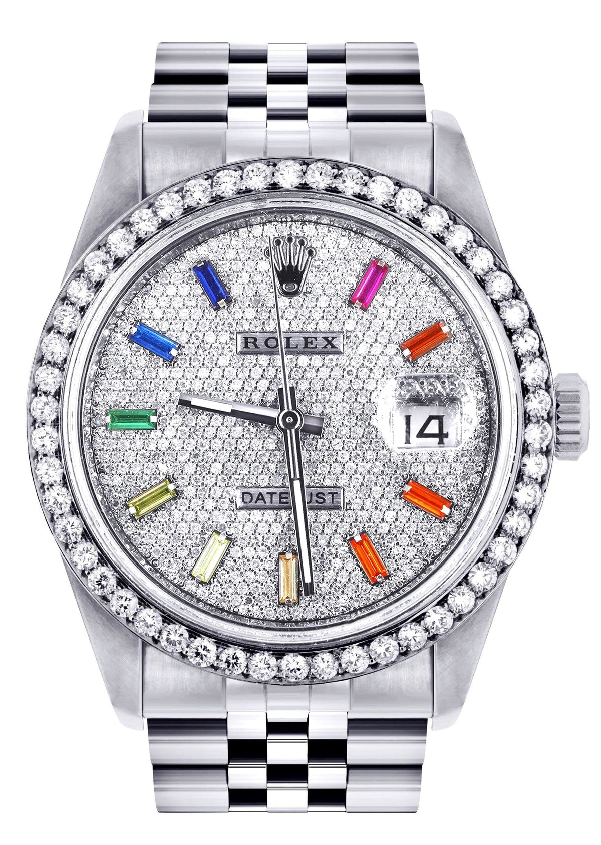 Diamond Mens Rolex Datejust Watch 16200  | 36MM | Diamond Color Baguettes Dial | Jubilee Band