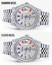 Diamond Mens Rolex Datejust Watch 16200  | 36MM | Diamond Color Baguettes Dial | Jubilee Band