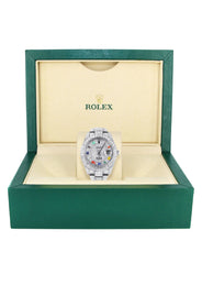 Womens Diamond Iced Out Rolex Datejust 41 | 25 Carats Of Diamonds | Custom Color Roman Dial | Two Row | Oyster Band