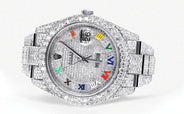 Diamond Iced Out Rolex Datejust 41 | 25 Carats Of Diamonds | Custom Color Roman Dial | Two Row | Oyster Band