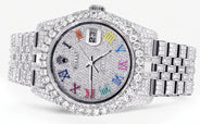 Iced Out Rolex Datejust 36 MM | Stainless Steel | 16.5 Carats of Diamonds | Full Diamond Color Roman Diamond Dial | Jubilee Band