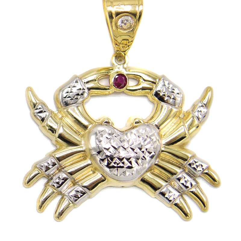 10K Gold Crab Pendant | Customizable Size