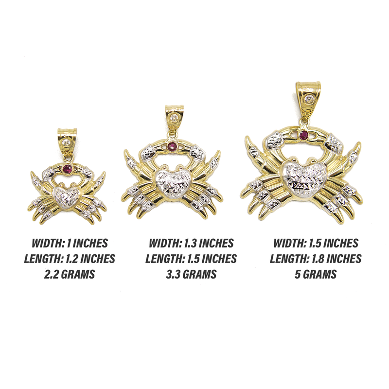 10K Gold Crab Pendant | Customizable Size