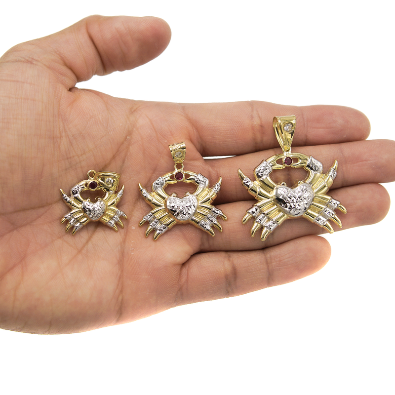 10K Gold Crab Pendant | Customizable Size