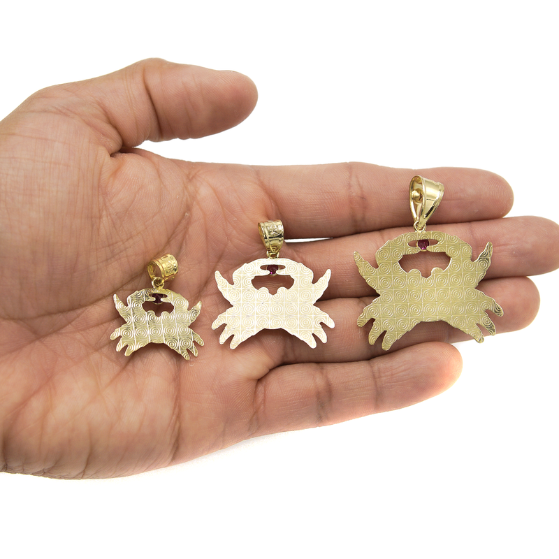 10K Gold Crab Pendant | Customizable Size