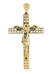 10K Gold Cross / Crucifix Pendant  | Princess Cut