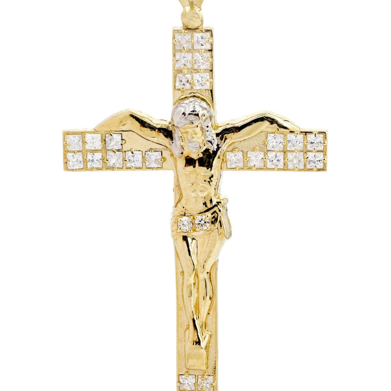 10K Gold Cross / Crucifix Pendant  | Princess Cut