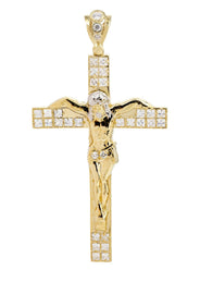 10K Gold Cross / Crucifix Pendant  | Princess Cut