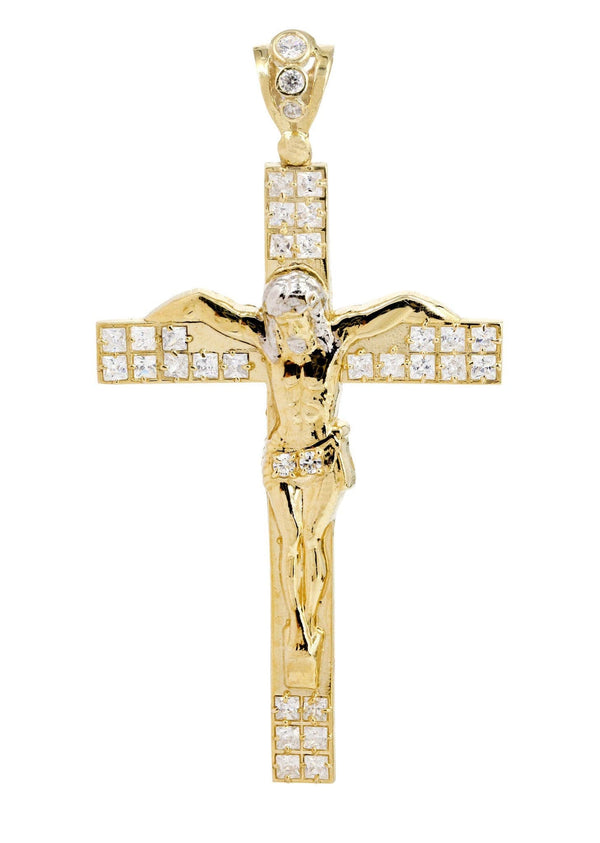10K Gold Cross / Crucifix Pendant  | Princess Cut
