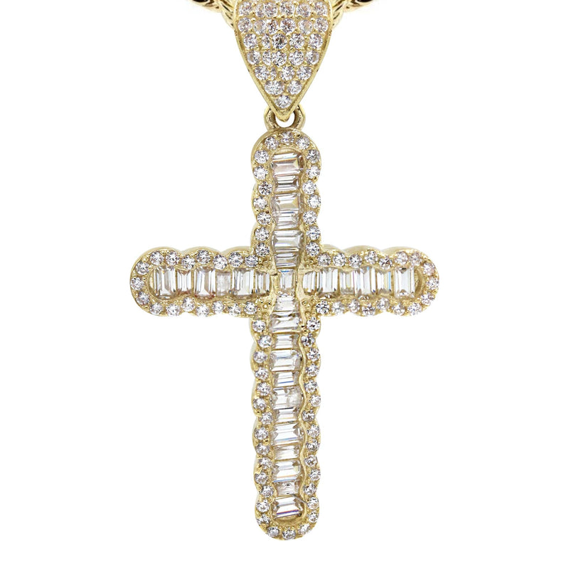 10K Yellow Gold  Baguette Cross Necklace | Appx. 13.7 Grams