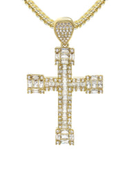 10K Yellow Gold  Baguette Cross Necklace | Appx. 15.6 Grams