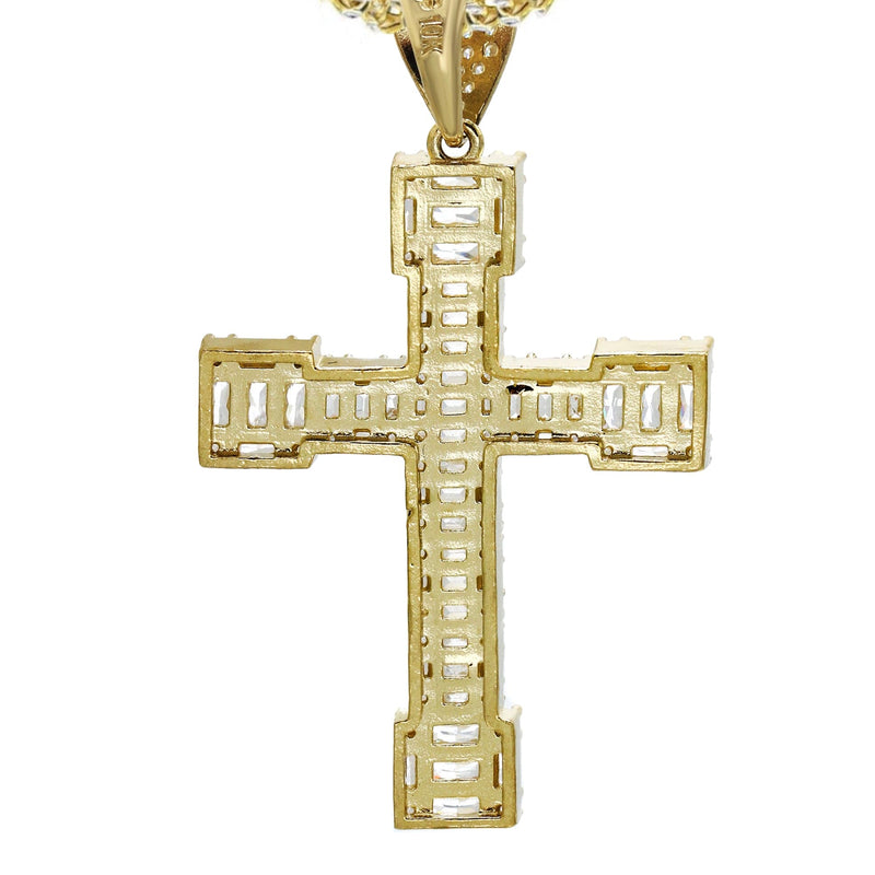 10K Yellow Gold  Baguette Cross Necklace | Appx. 15.6 Grams