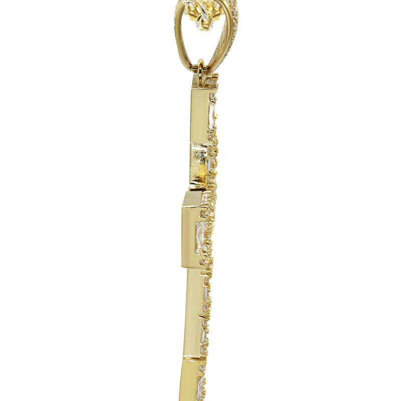10K Yellow Gold  Baguette Cross Necklace | Appx. 15.6 Grams