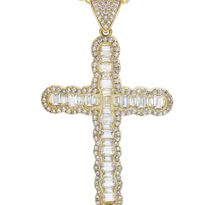 10K Yellow Gold  Baguette Cross Necklace | Appx. 15.6 Grams
